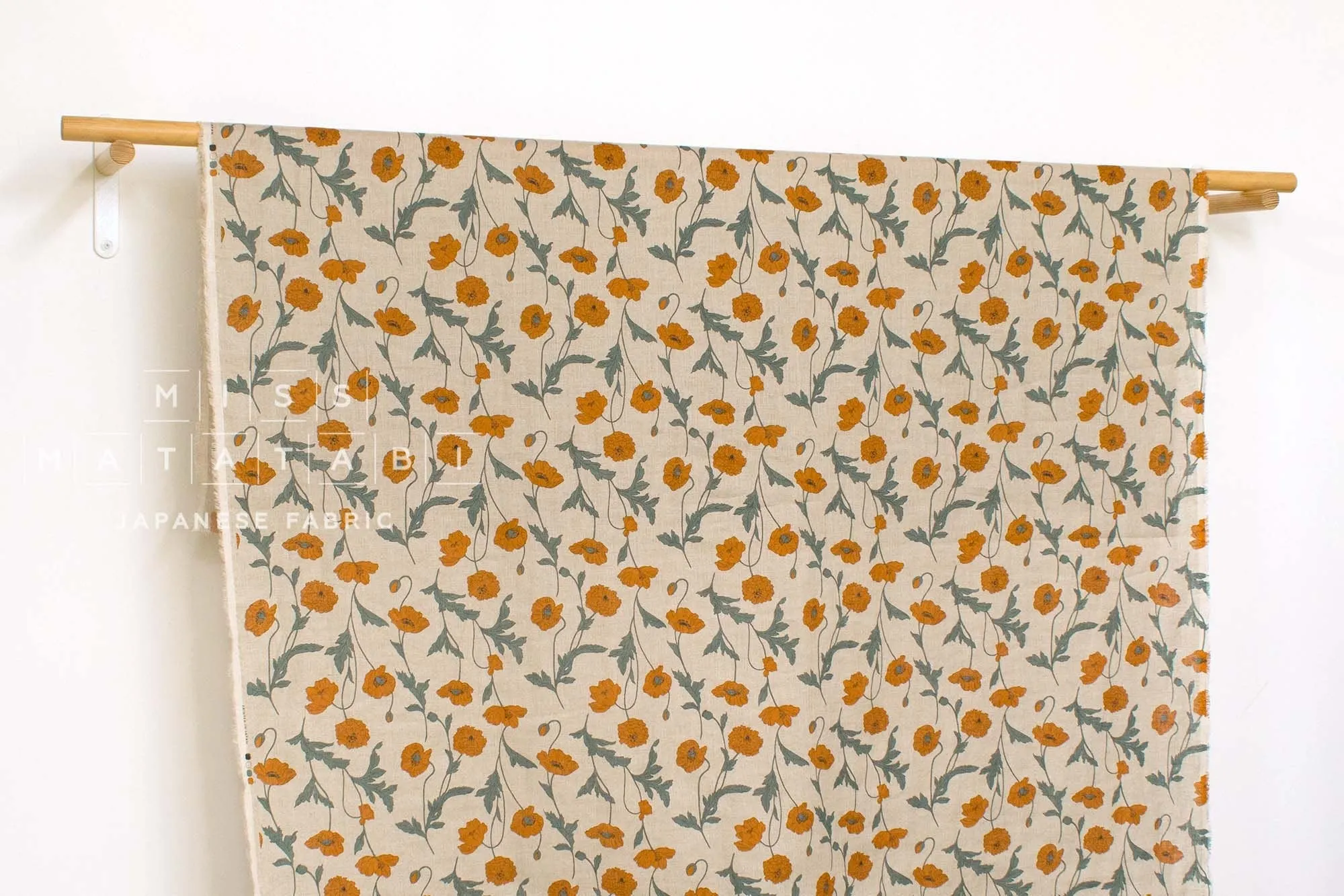 100% linen Hokkoh Poppies III - orange