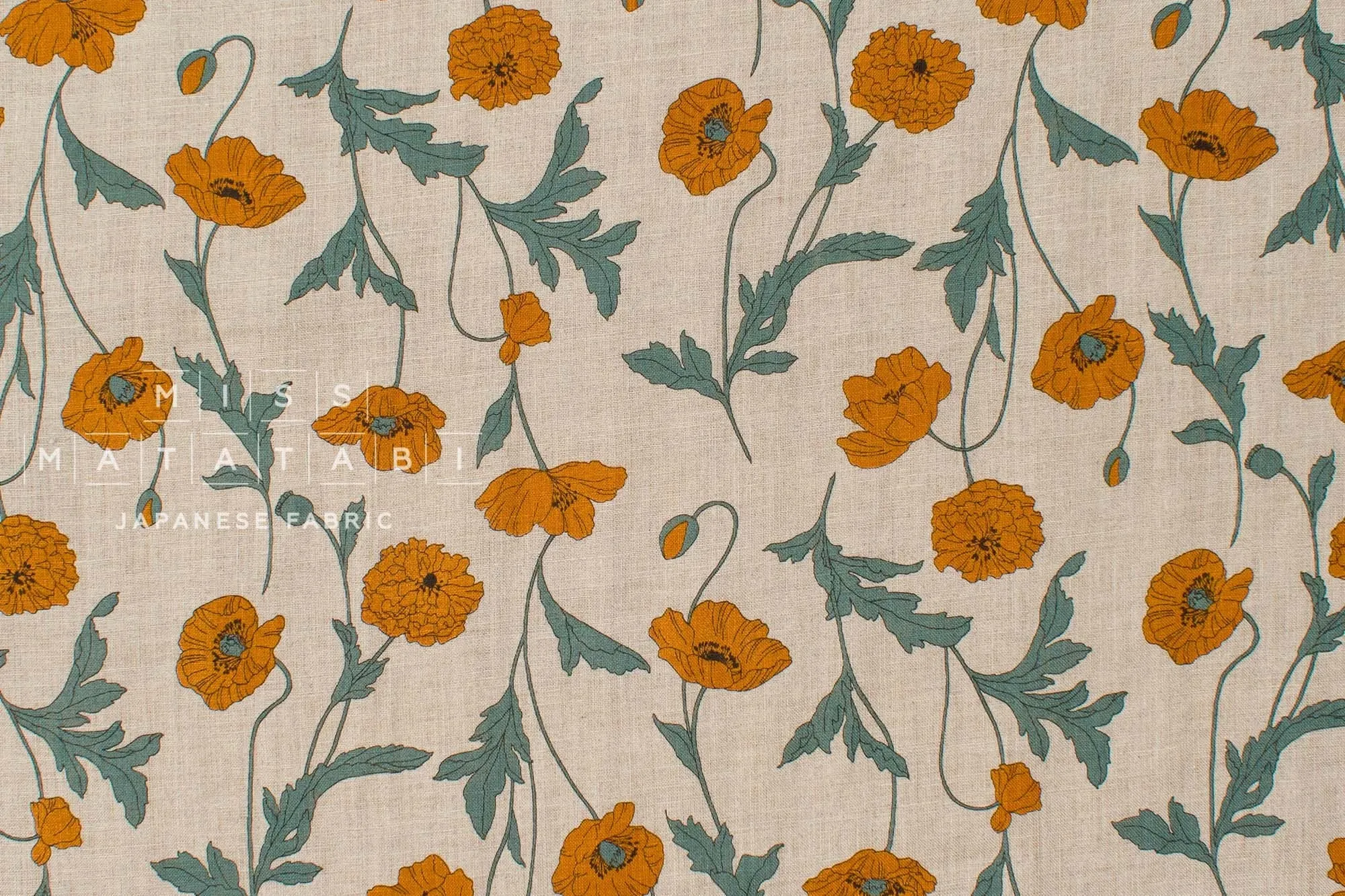100% linen Hokkoh Poppies III - orange