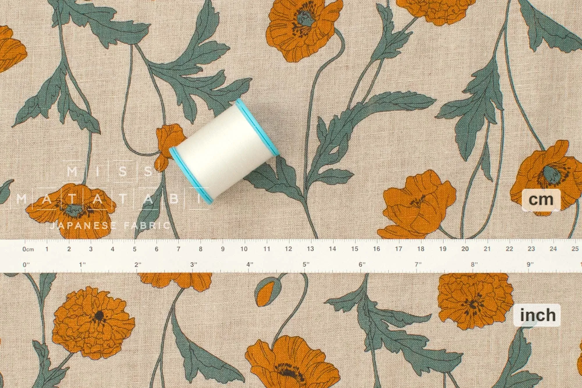 100% linen Hokkoh Poppies III - orange