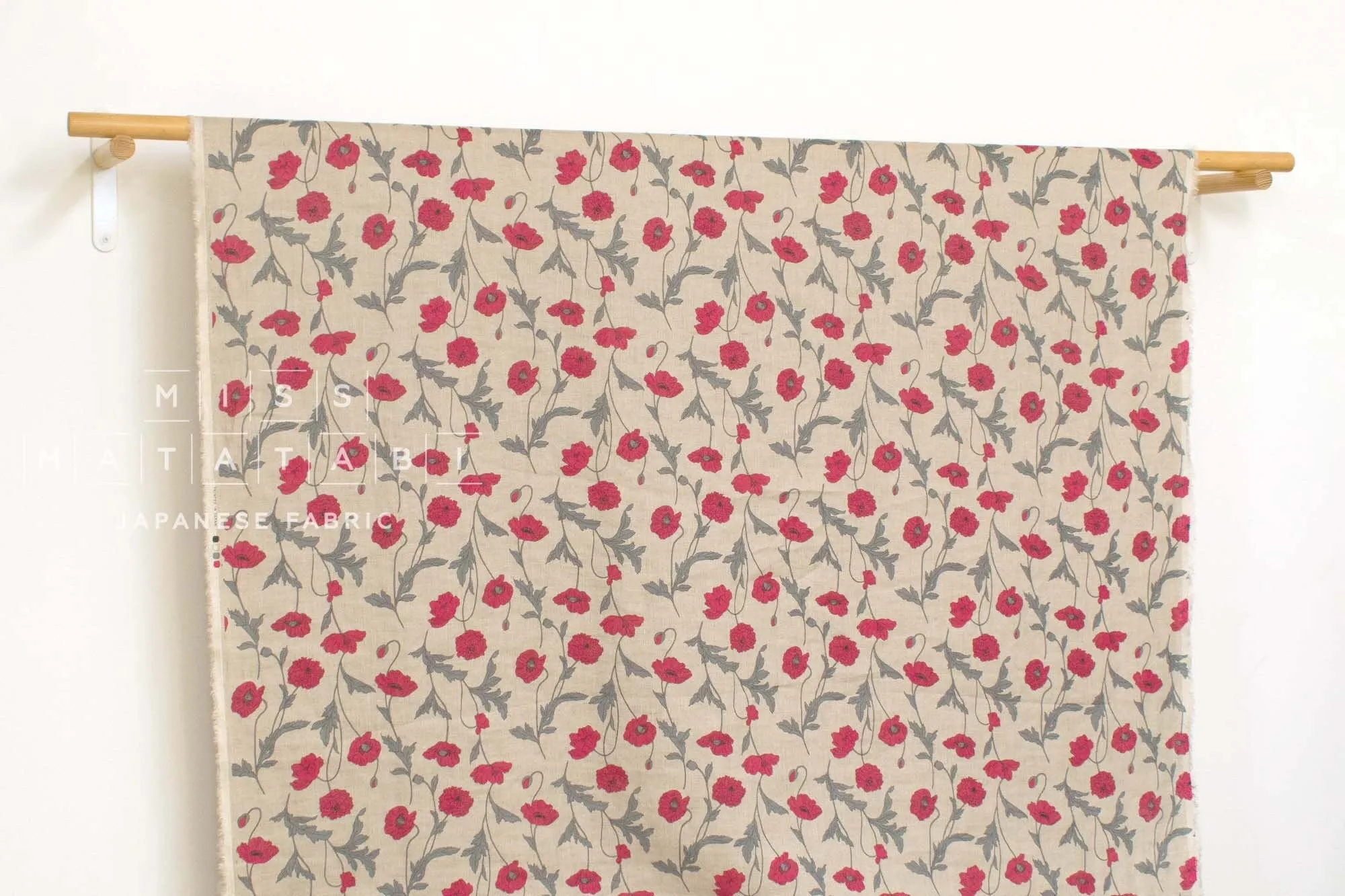 100% linen Hokkoh Poppies III - pink