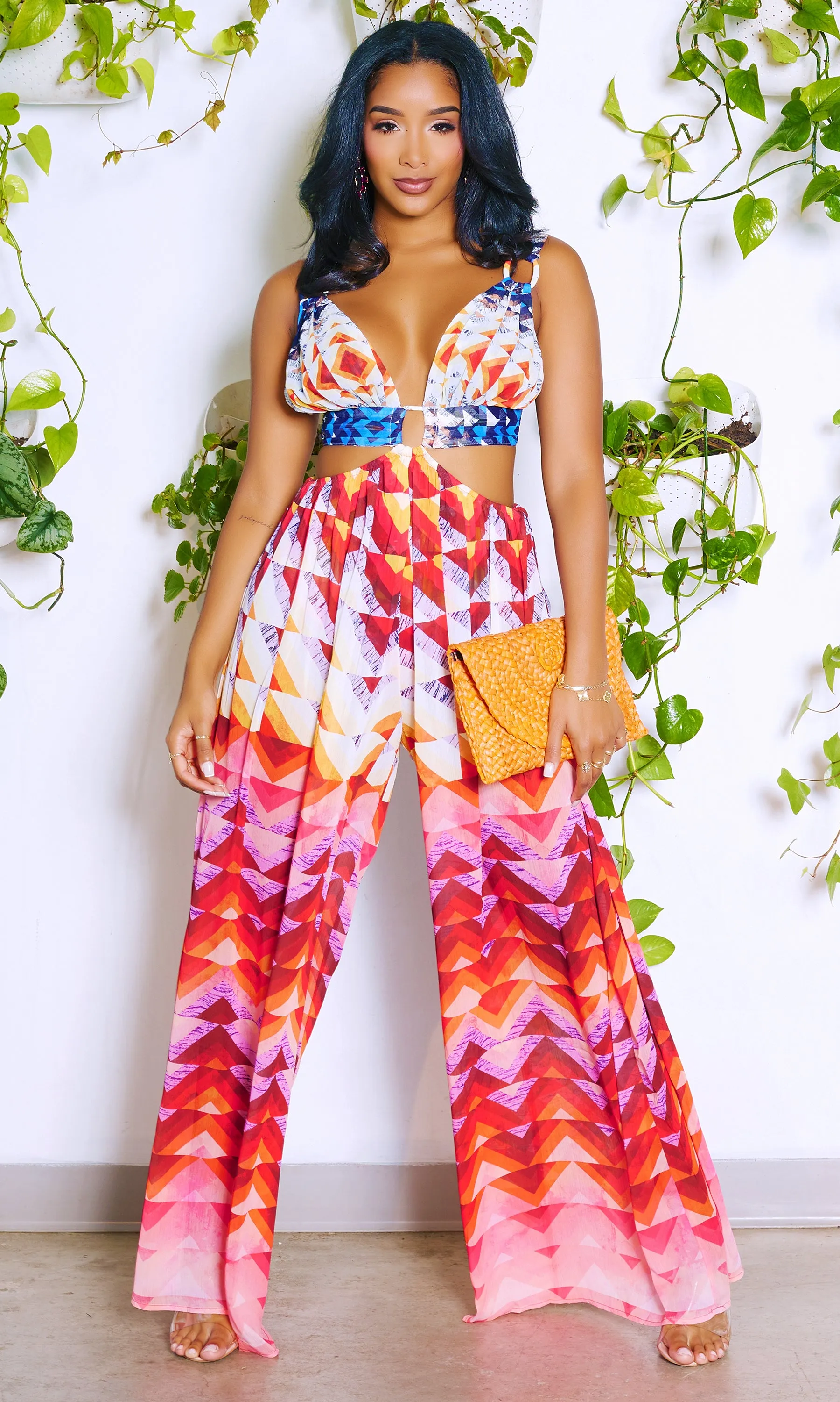 All about Prints | Cutout Wide Leg Jumpsuit