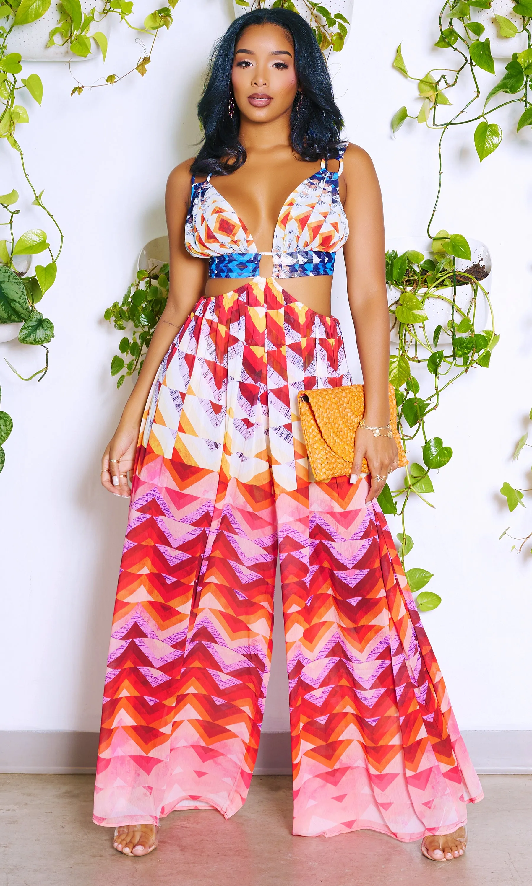 All about Prints | Cutout Wide Leg Jumpsuit