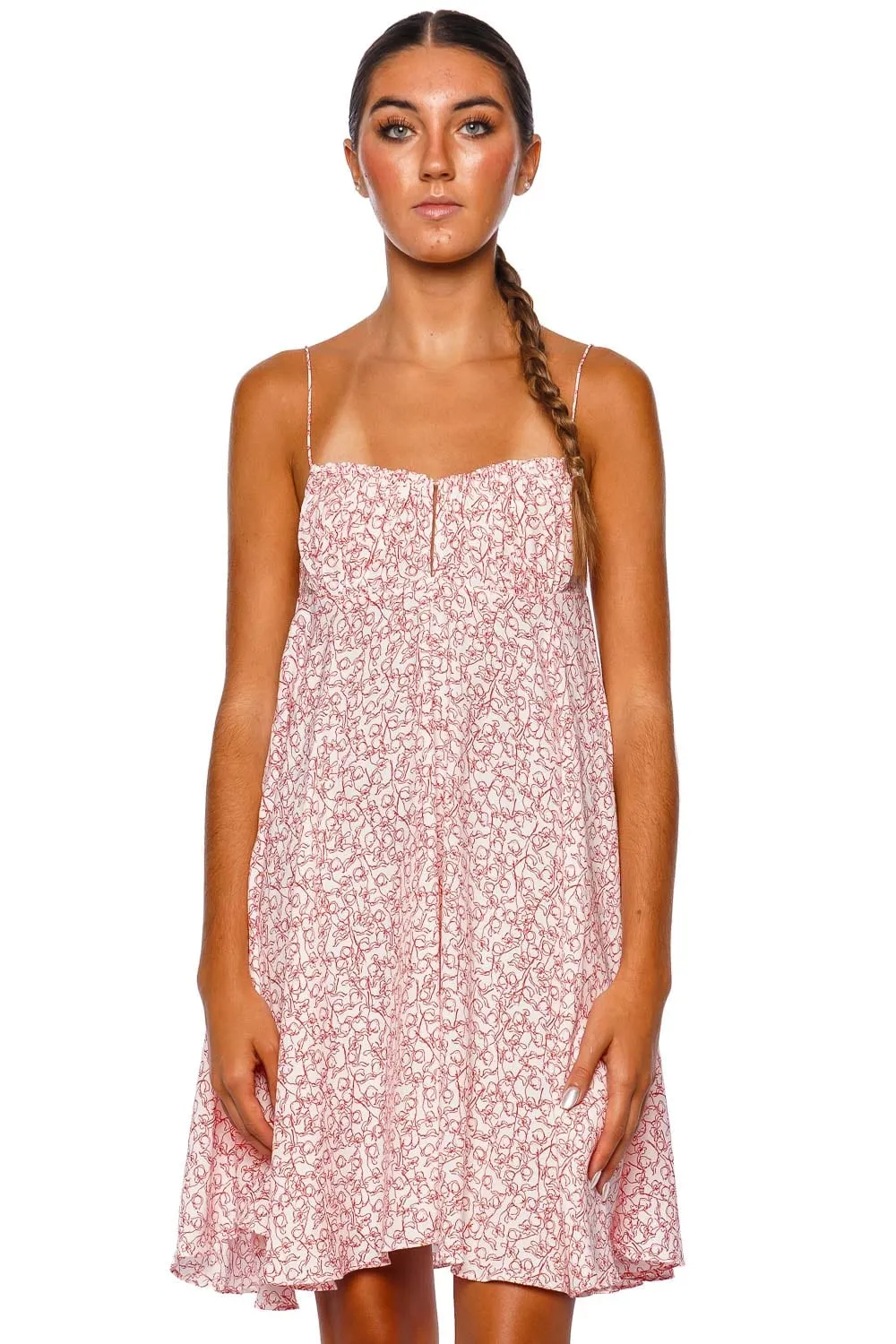 Anessa Calla Print Gathered Mini Dress