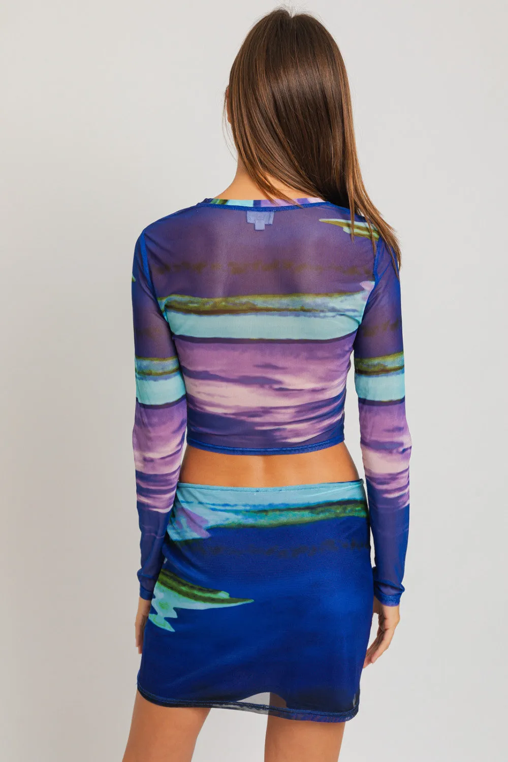 Blue Multi Mesh Crop Top