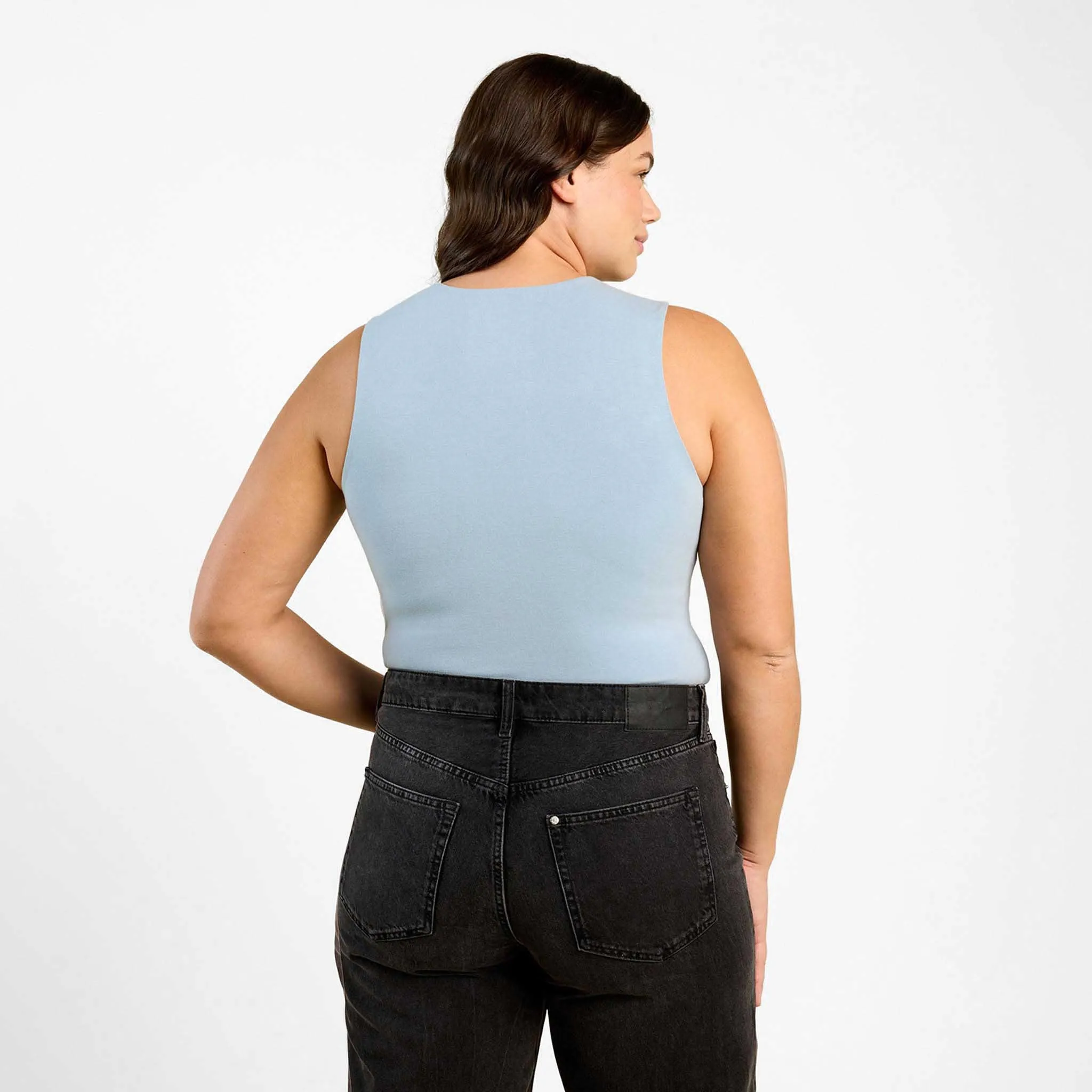 Cotton Stretch Classic Crewneck Tank Bodysuit | Mist