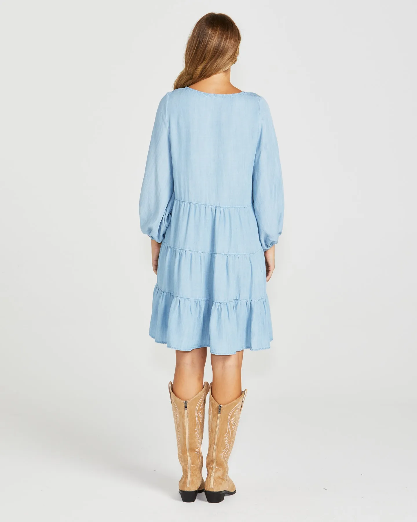 DAVIE TIERED DRESS - Chambray
