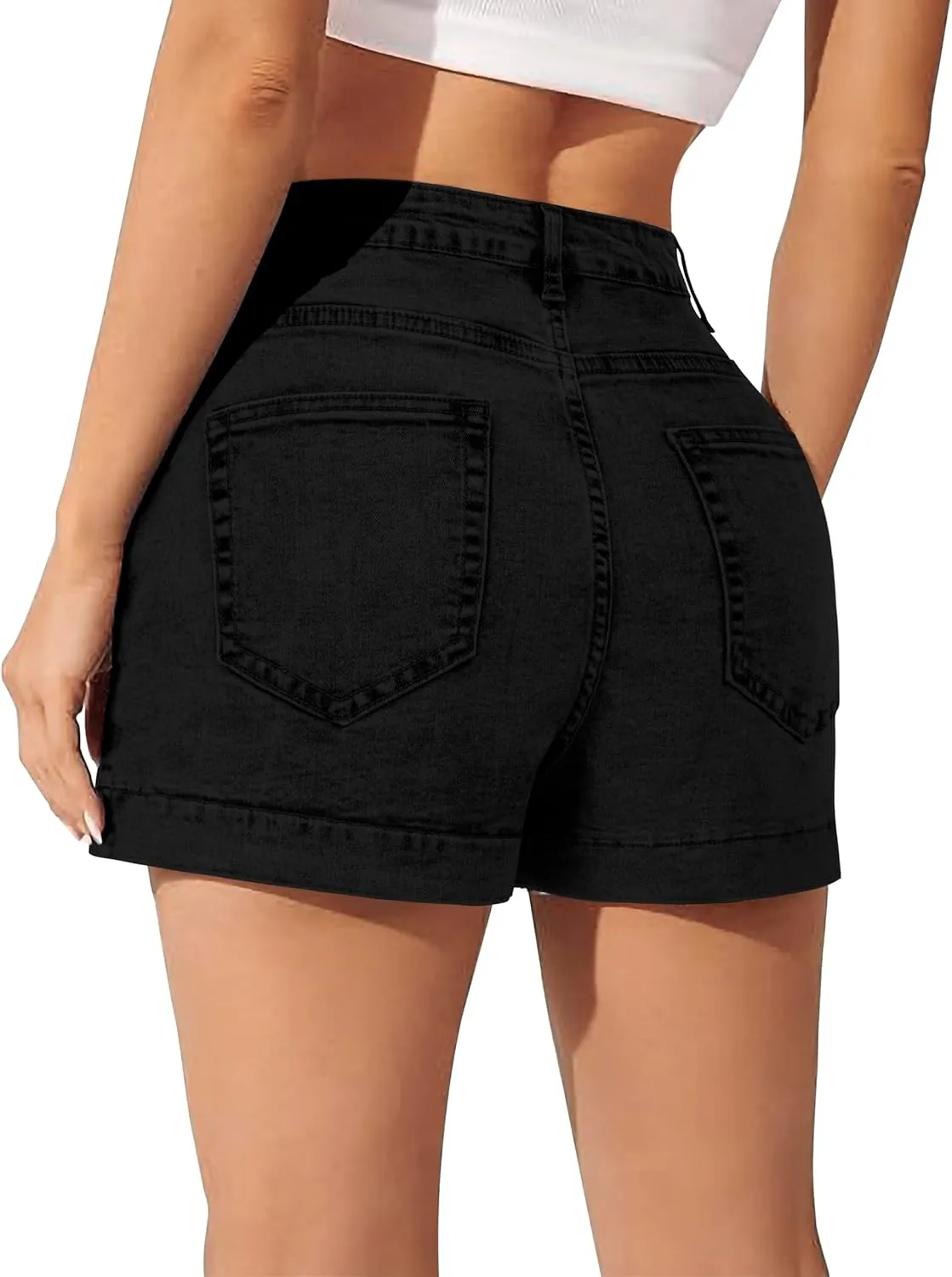 Denim Skort for Women Trendy Slit Mini Denim Skirt Casual Stretchy Jean Skirt with Shorts Summer Short Skirt