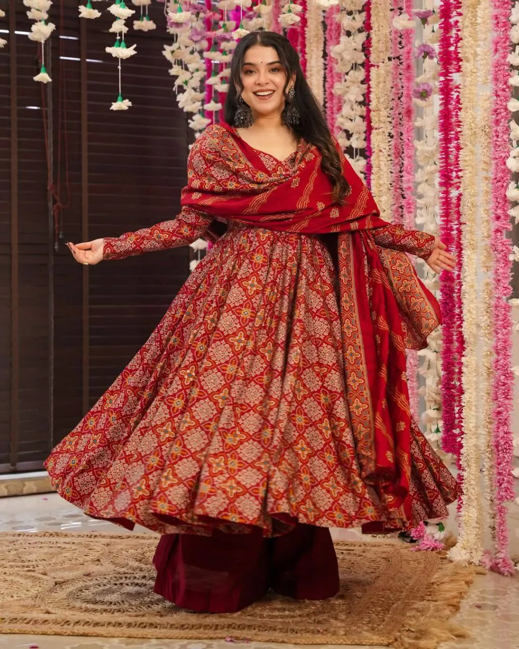 Elegant Designer Soft Cotton Printed Anarkali Palazzo Suit