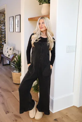 FINAL SALE - Impressively Popular Black Waffle Knit Jumpsuit