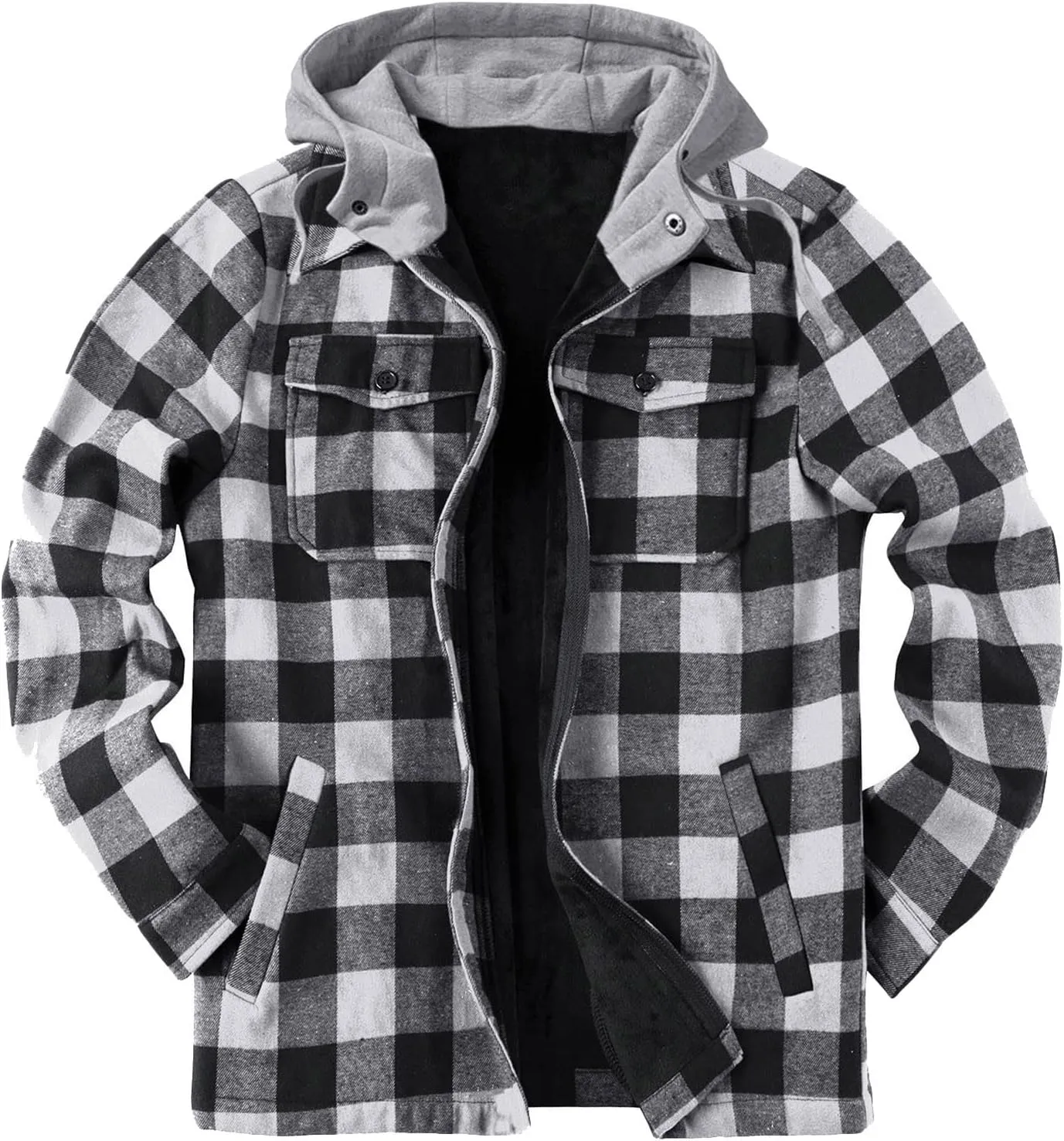 Flannel Jackets for Men Big and Tall Design Plaid Shirt Jacket Relaxed Fit Thicken Warm Sweatshirt Cozy Soft Outwear