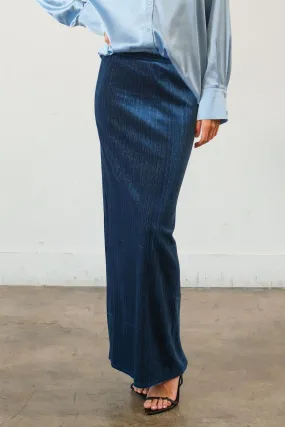 HF24F838-Lurex Velour High-Waist Midi Skirt
