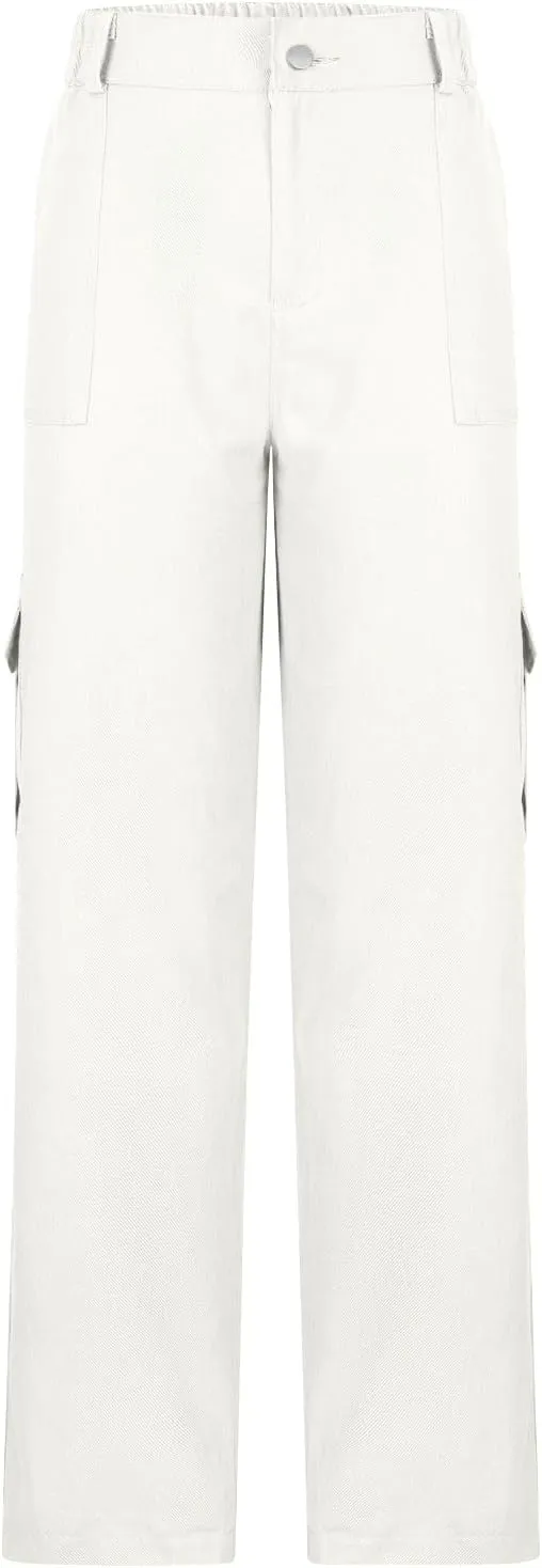 High Waist Stretch Cargo Pants for Women Baggy Multiple Pockets Relaxed Fit Trousers Straight Wide Leg Y2K Streetwear