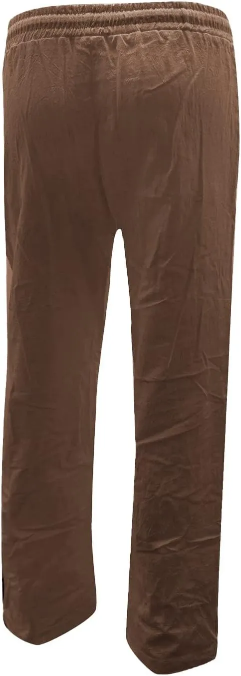 High Waisted Linen Pants Women Straight Leg Casual Summer Comfy Beach Pants Drawstring Elastic Loose Lounge Trousers