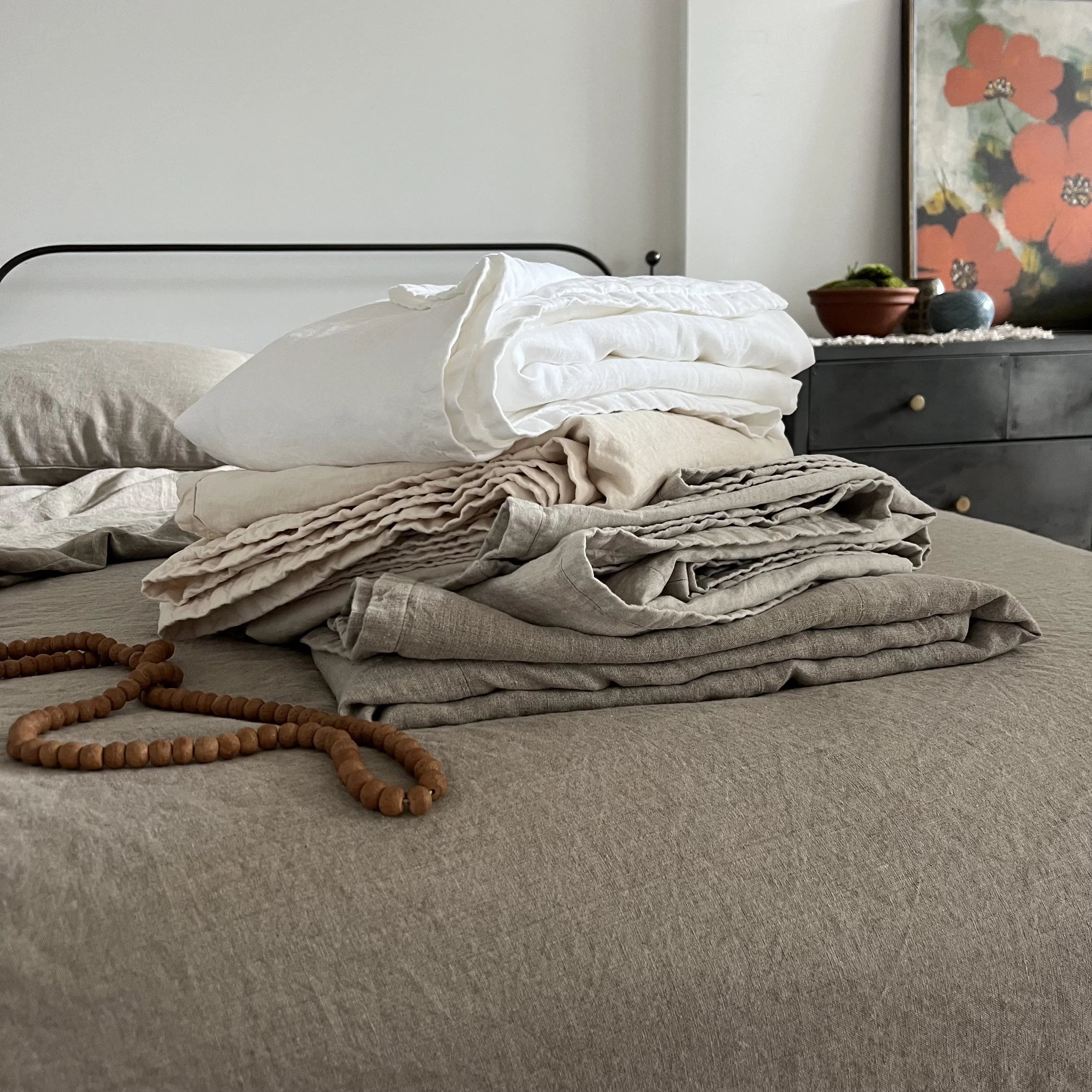 Ivory Lightweight Linen Blanket