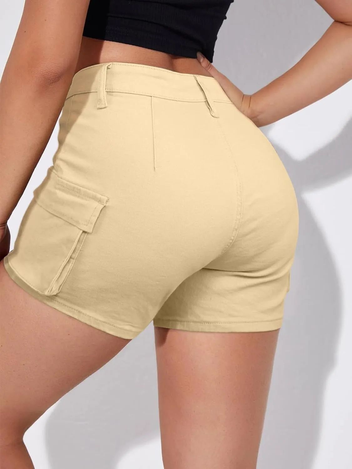 Jean Shorts Womens High Waisted Stretchy Cargo Denim Shorts Y2k Straight Leg