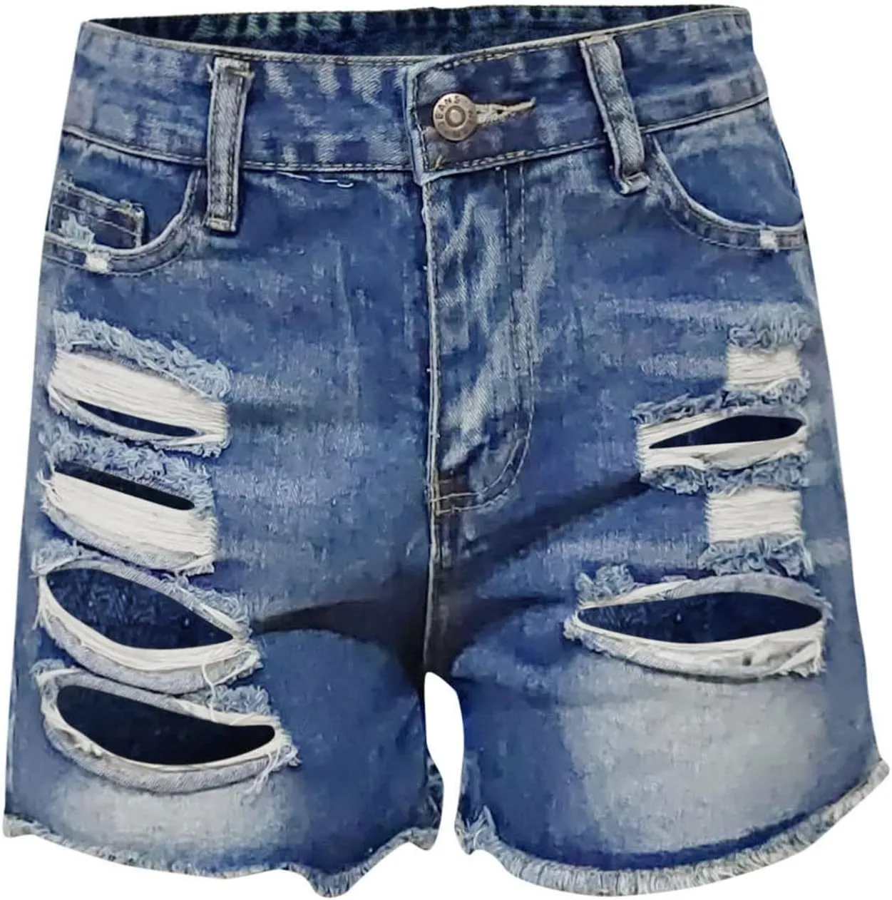 Jeans Shorts for Women High Waisted Seamless Soft Tights Elastic Button Casual Frayed Raw Hem Denim Shorts