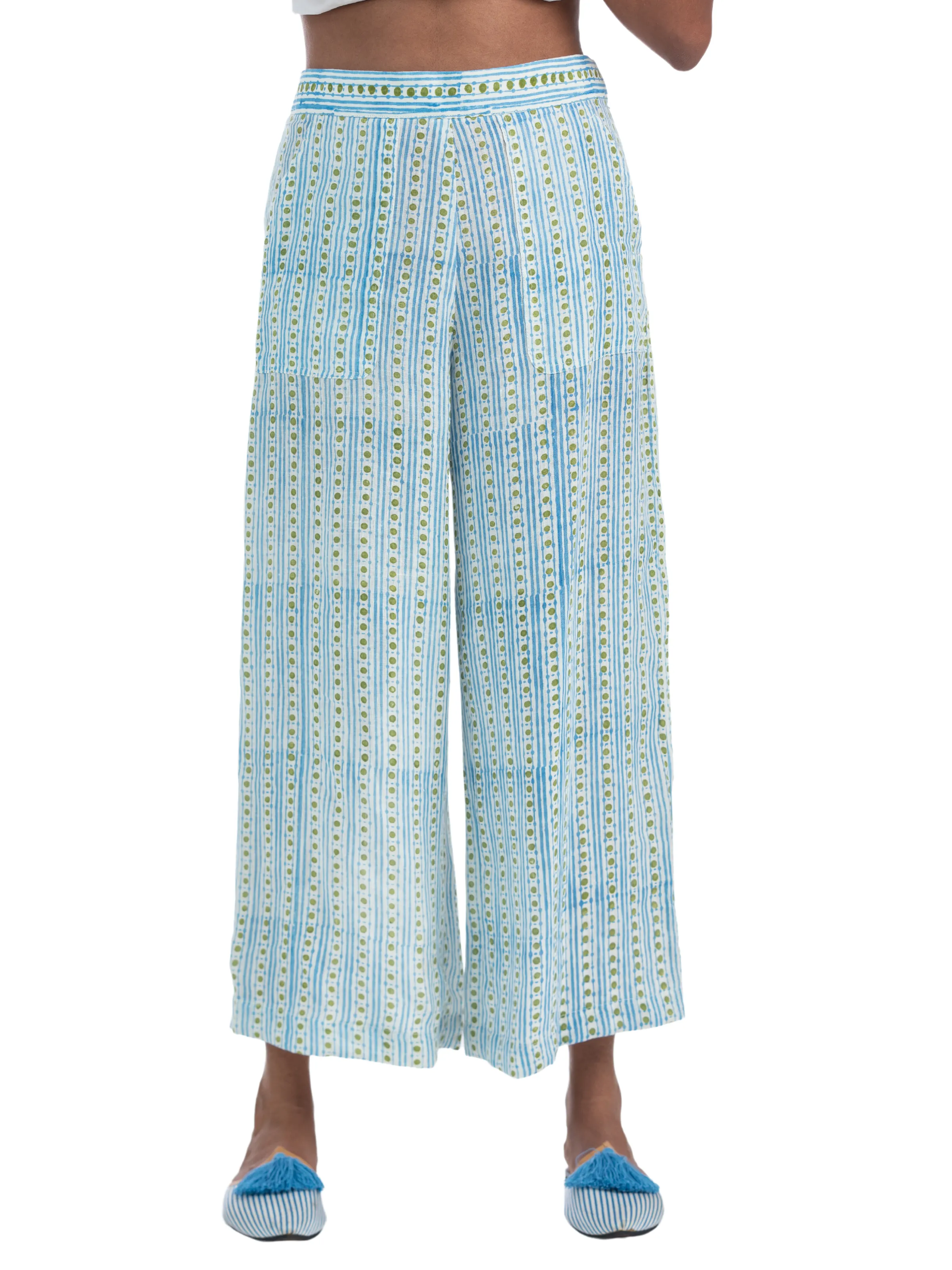 Kim Crop Pants In Dora Blue Green
