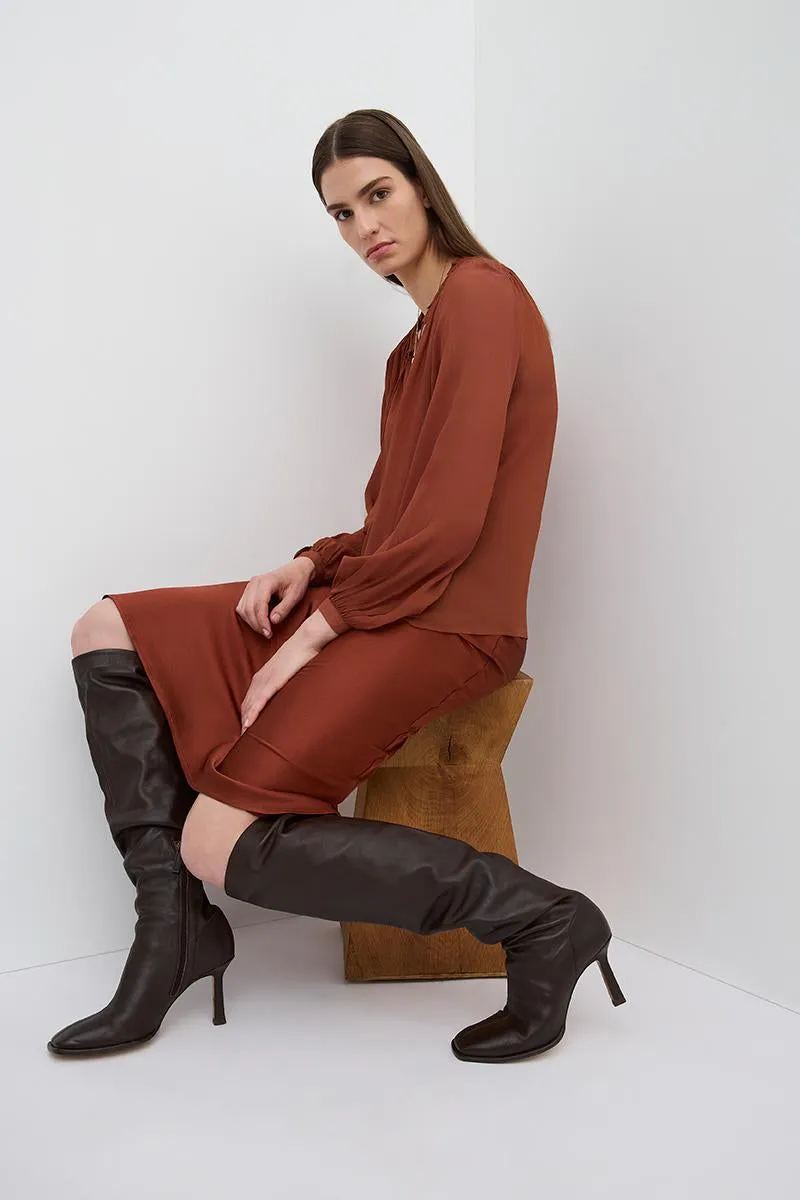 LIGHTNESS OF BEING SILK BIAS SKIRT RUST
