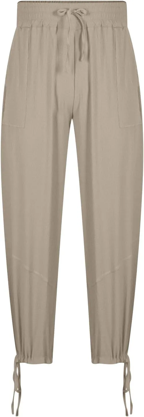 Linen Baggy Harem Pants Men Lightweight Casual Drawstring Elastic Waisted Solid Palazzo Trousers with Pockets