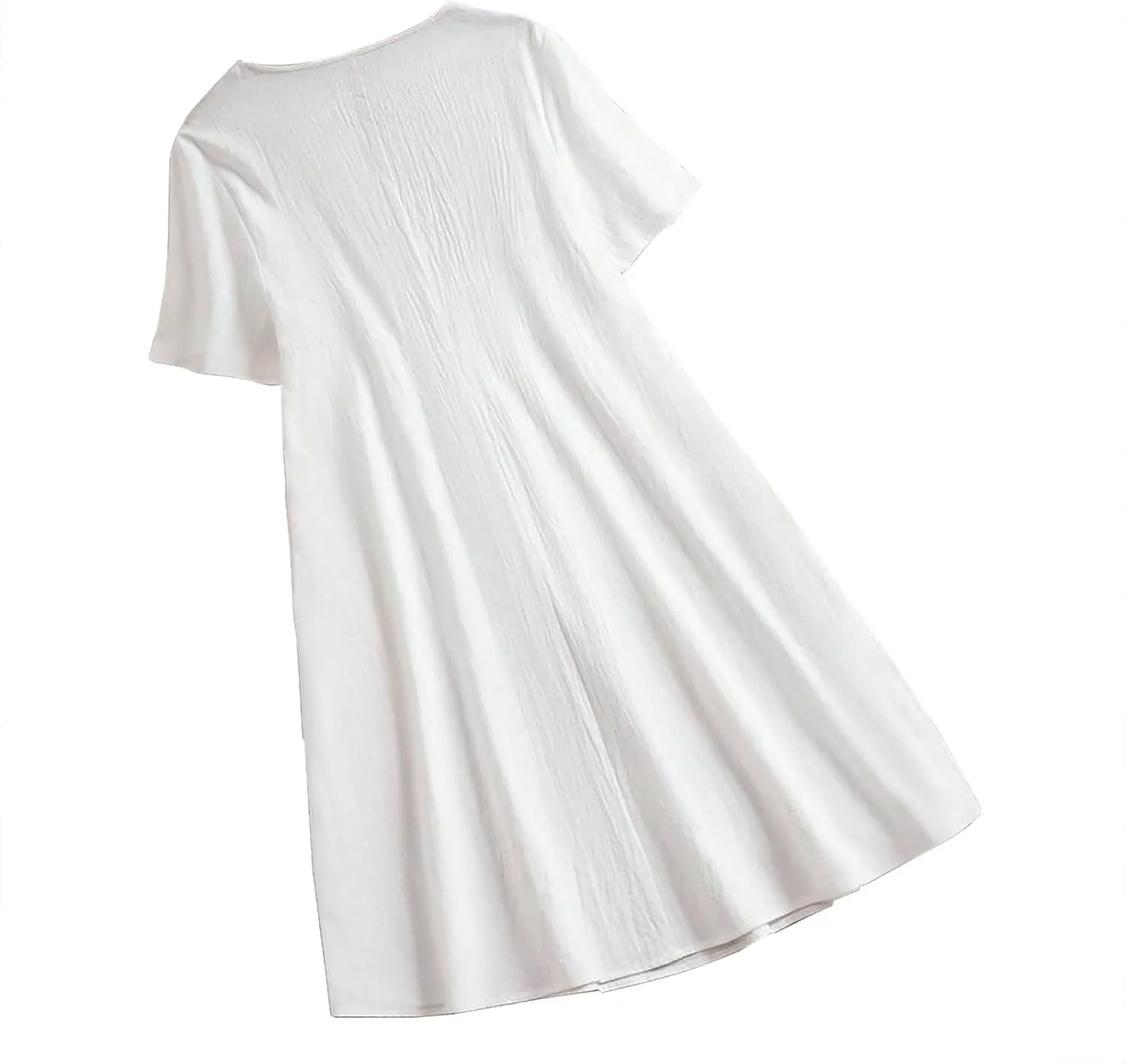 Linen Dresses for Women 2025 Soft Crewneck Short Sleeve Soft Sundresses Basic Solid Cotton Boho Summer Outfits