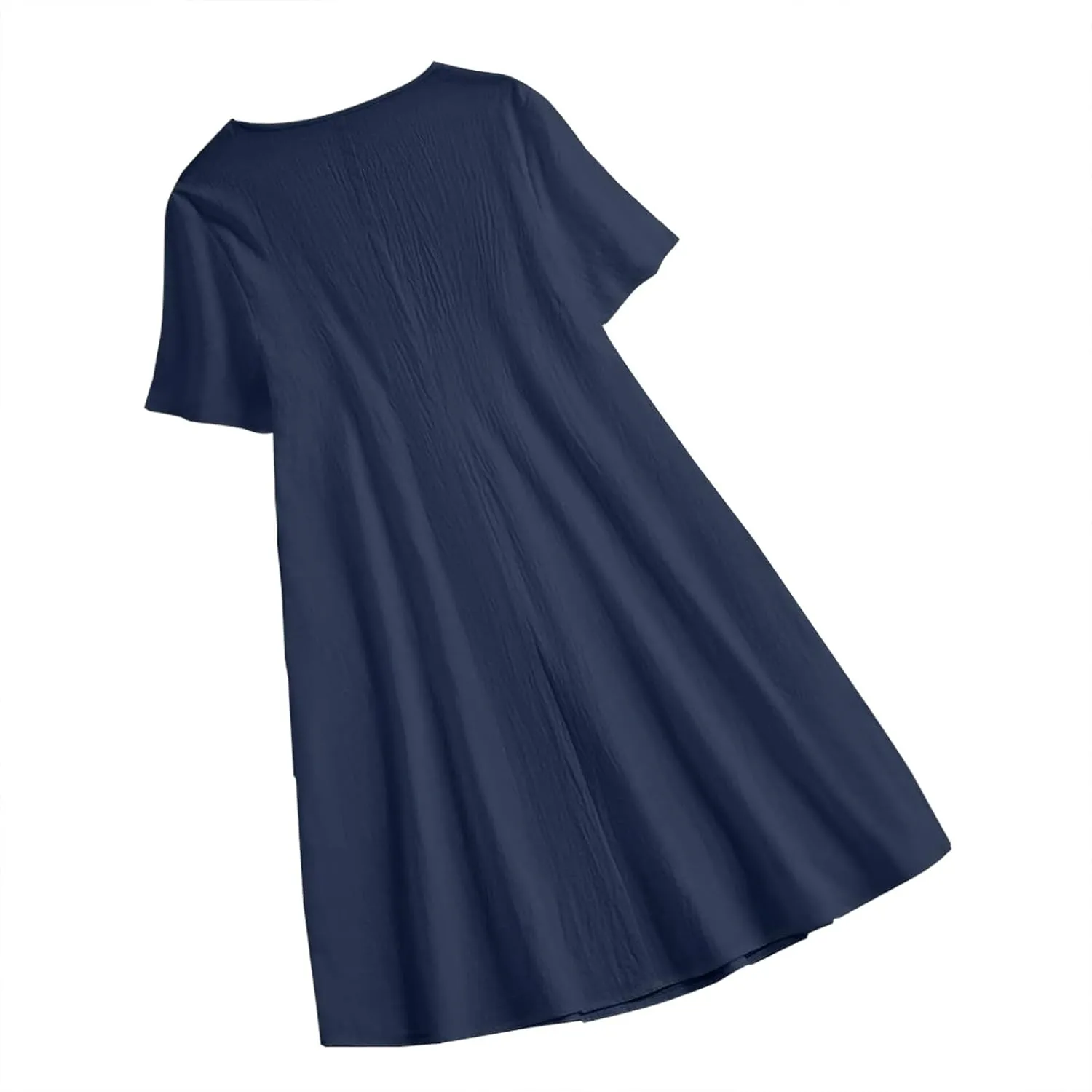 Linen Dresses for Women 2025 Soft Crewneck Short Sleeve Soft Sundresses Basic Solid Cotton Boho Summer Outfits