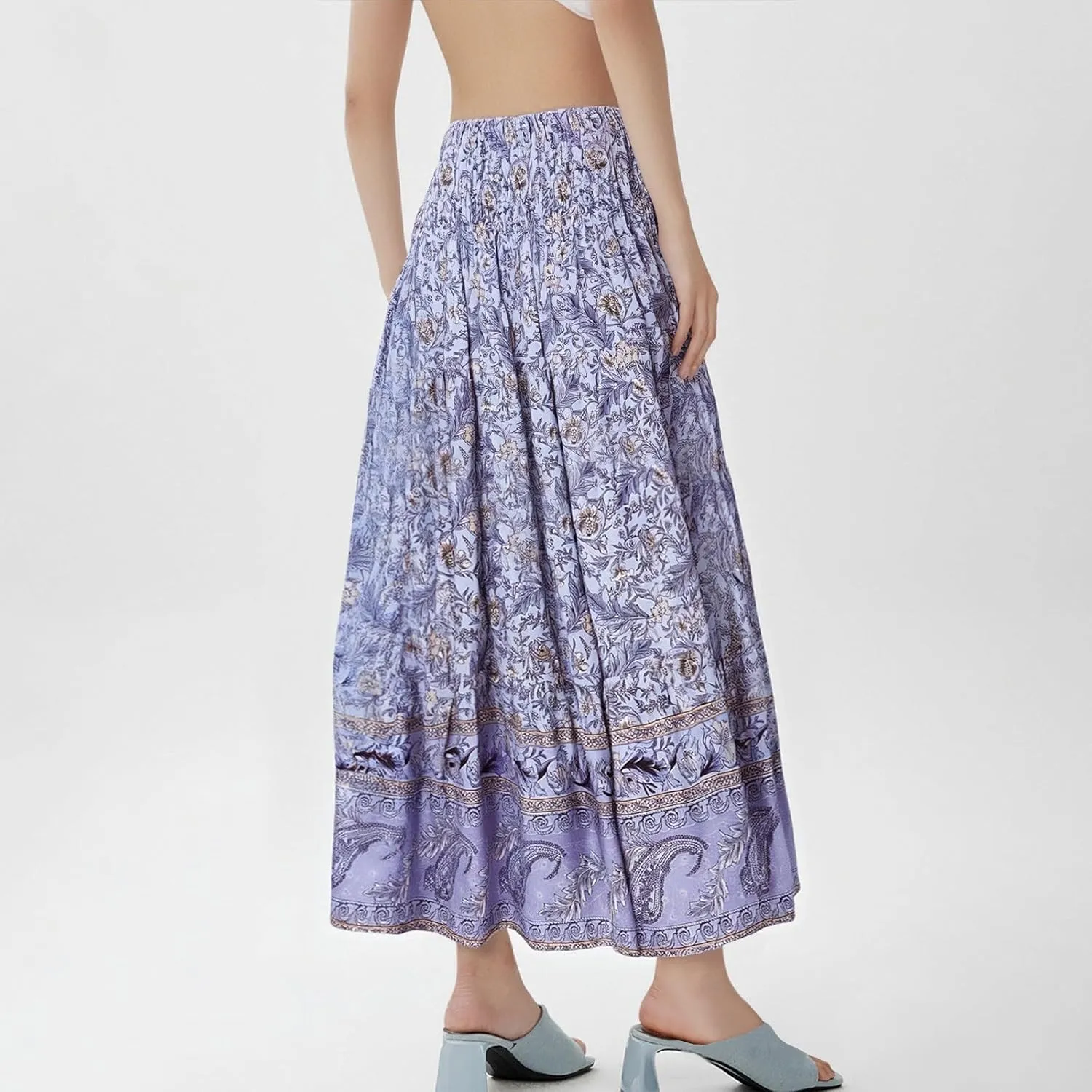 Maxi Boho Floral Skirts for Women 2025 Trendy Summer Long Flowy Skirts High Elastic Waist A Line Skorts