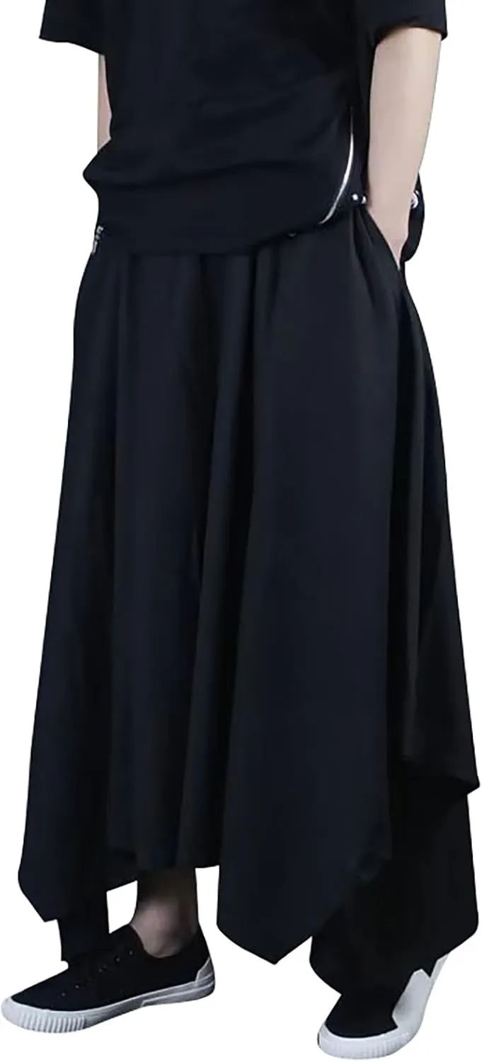 Men's Casual Skirt Pants Loose Wide Leg Harem Pant Japanese Style Kendo Culottes Summer Style Sport Comfy Trousers
