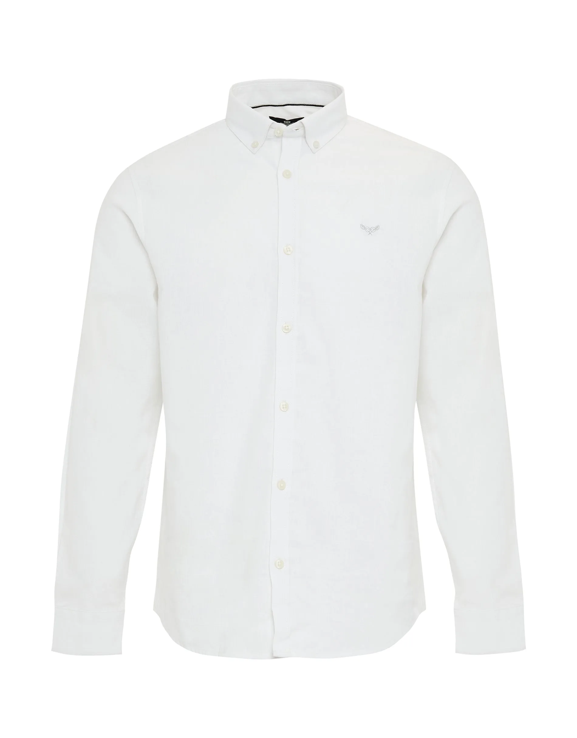 Men's White Long Sleeve Linen Blend Shirt