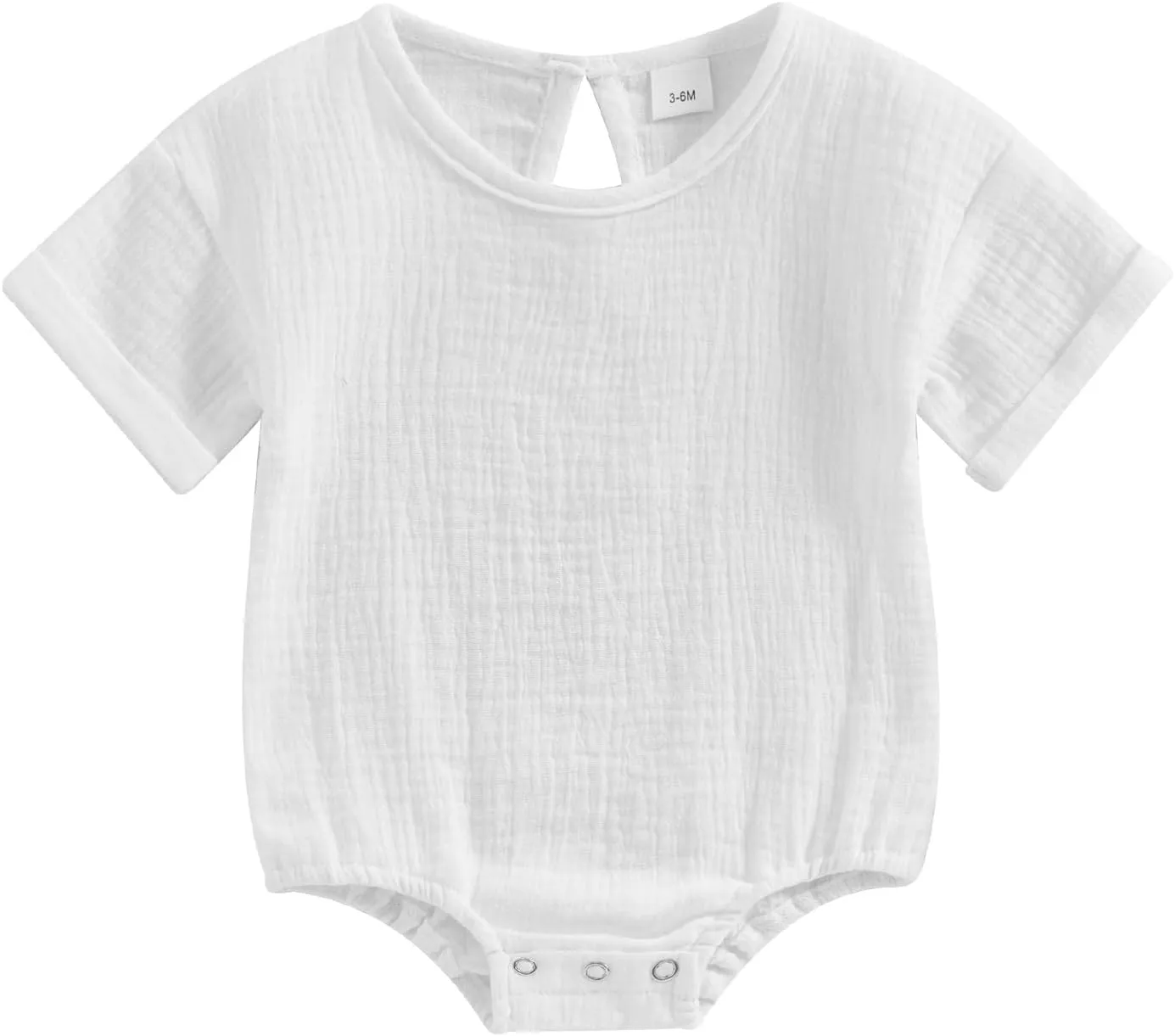 Merqwadd Baby Boy Girl Bubble Romper Infant Oversize Plain Crewneck T-Shirt Bodysuit Tops