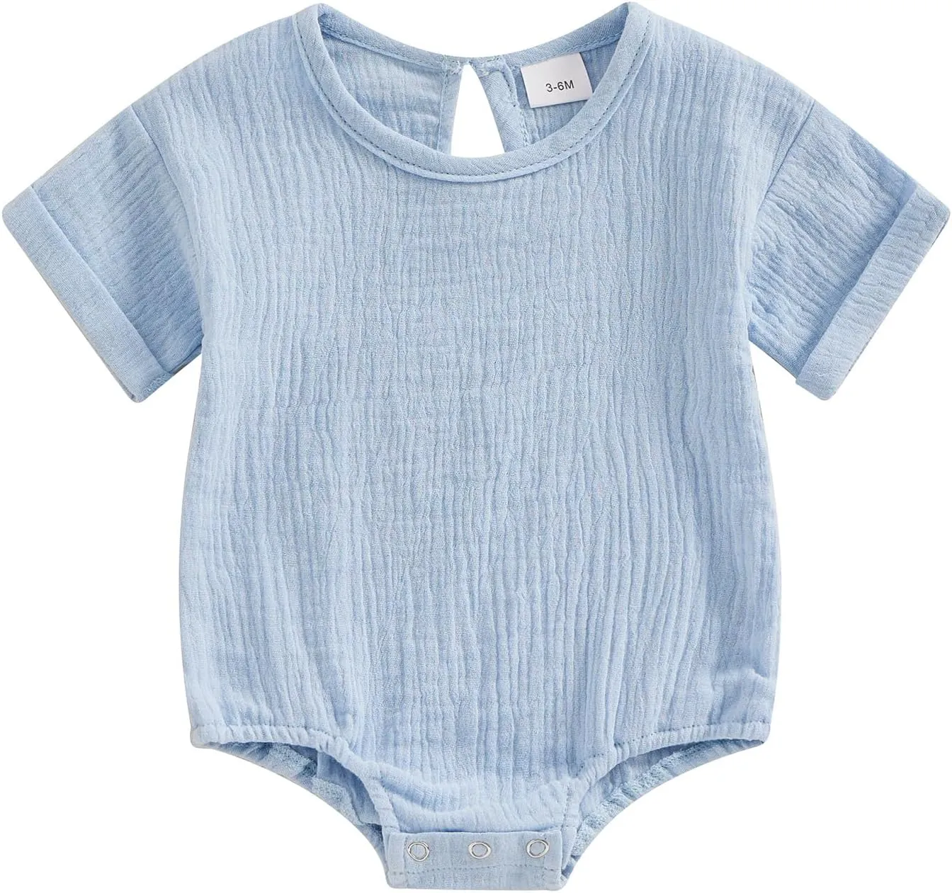 Merqwadd Baby Boy Girl Bubble Romper Infant Oversize Plain Crewneck T-Shirt Bodysuit Tops