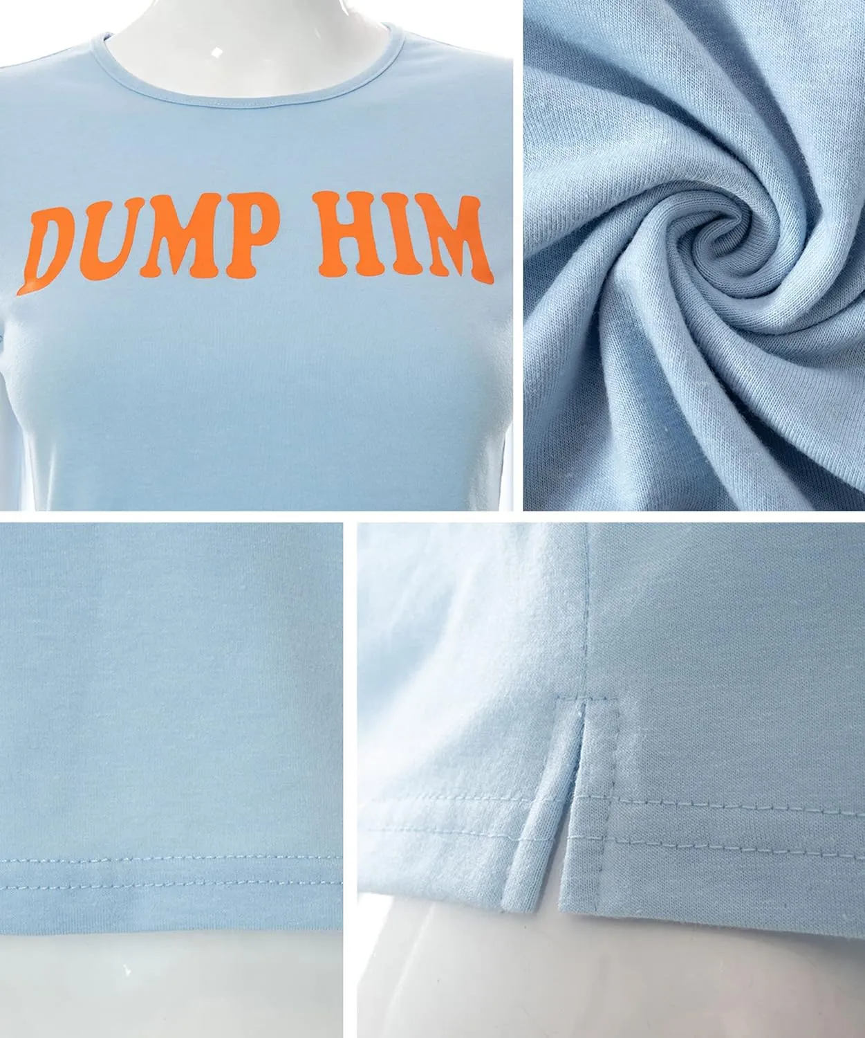 MISSACTIVER Women’s Dump Him Letter Print Crop T-Shirt Streetwear O-Neck Short Sleeve Crop Tops 2000s Aesthetics