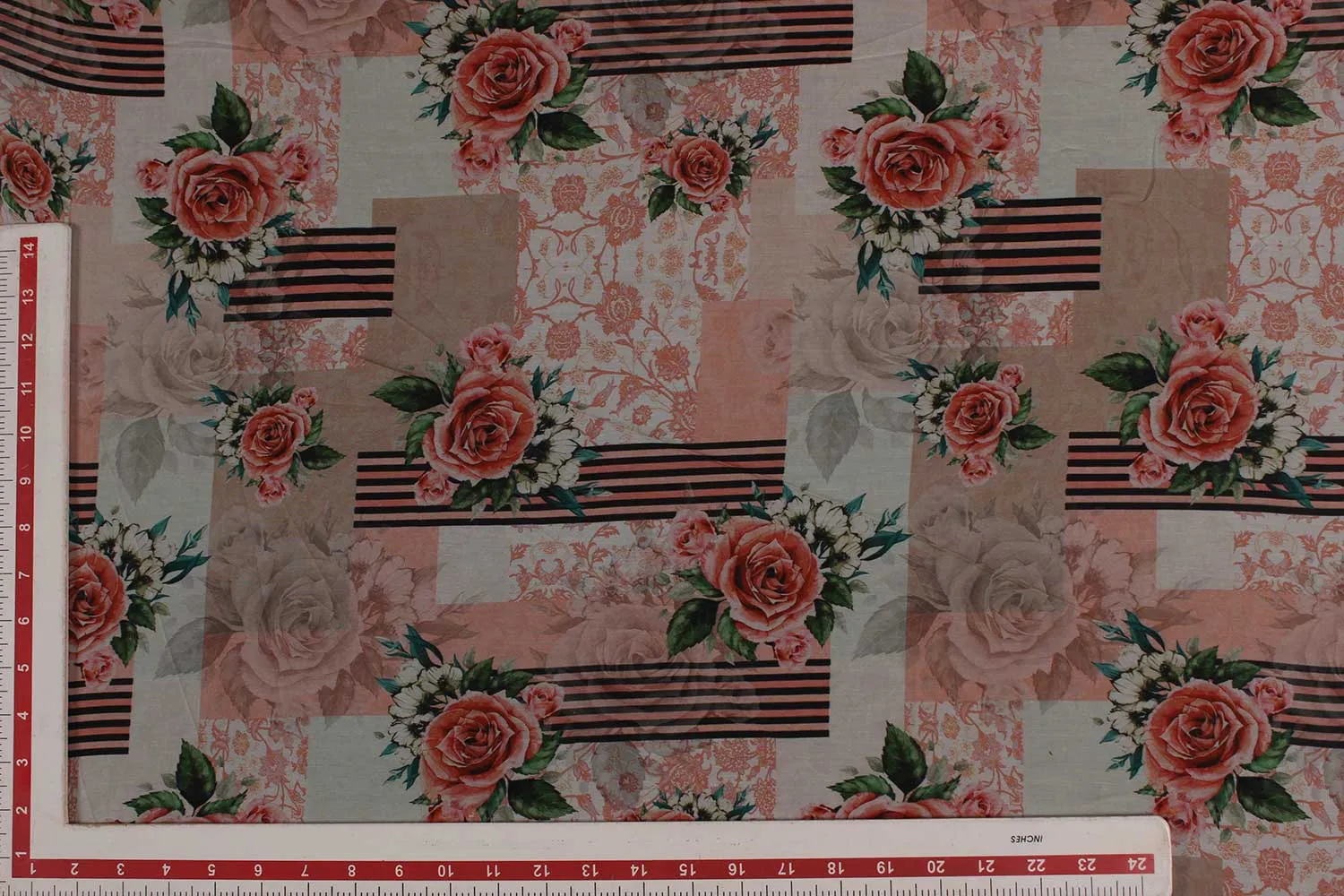 Multicolor Floral Sushi Cotton Viscose Fabric