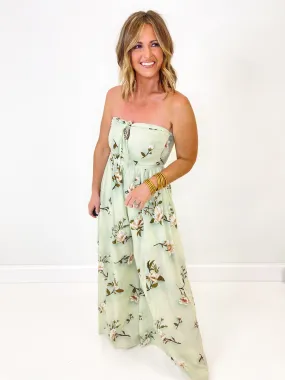 Nothing is Simple Strapless Jumpsuit - Sage