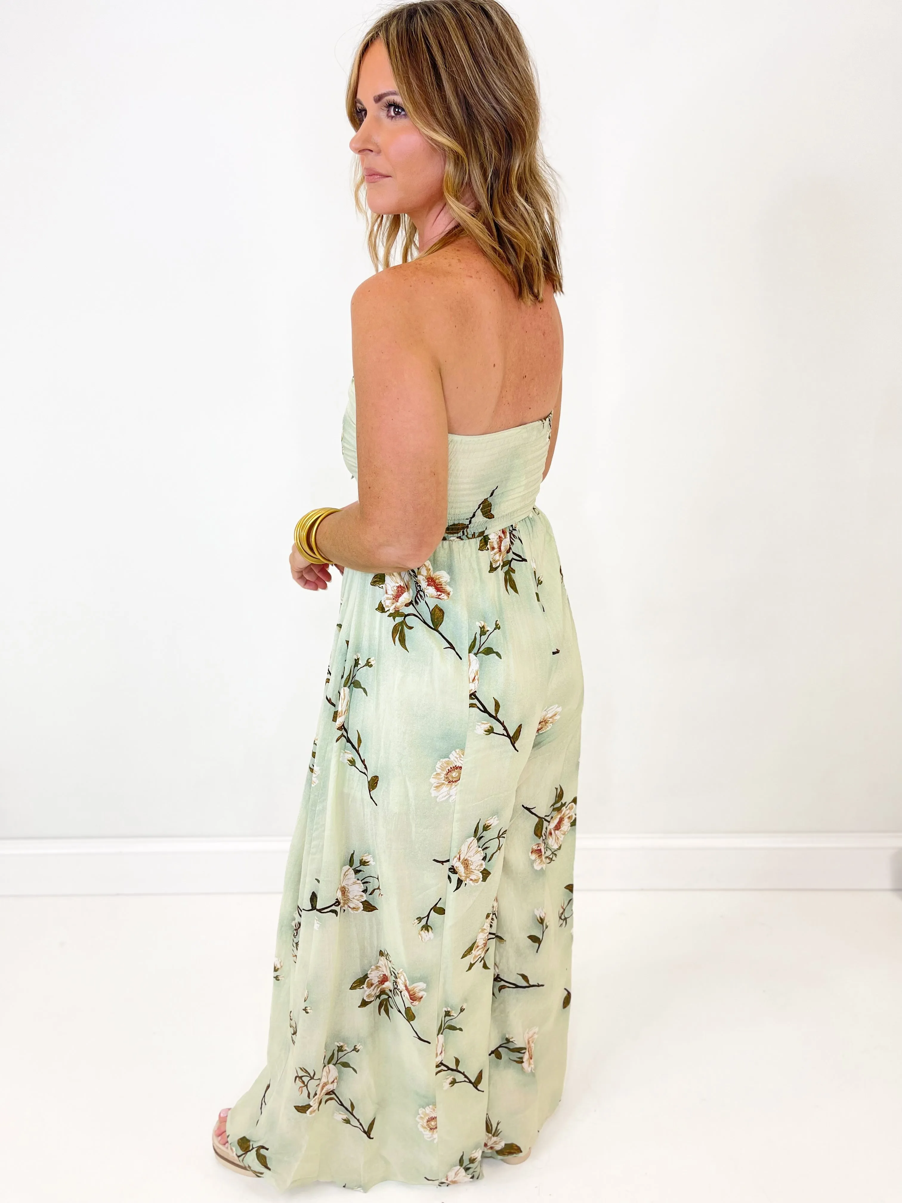 Nothing is Simple Strapless Jumpsuit - Sage
