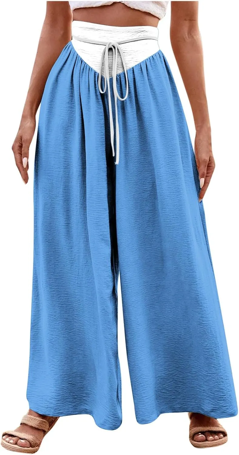 Palazzo Pants for Women High Waisted Wide Leg Casual Pants Lightweight Straight Leg Trousers with Pockets