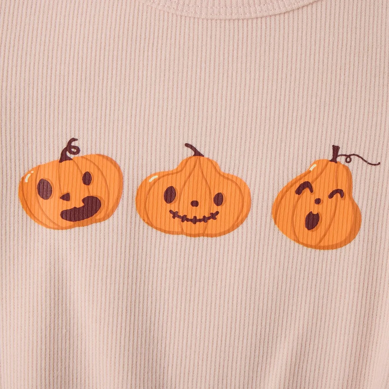 Plant-Dyed Organic Baby Girl Long Sleeve Pumpkin Bodysuit Halloween Baby Romper Clothes