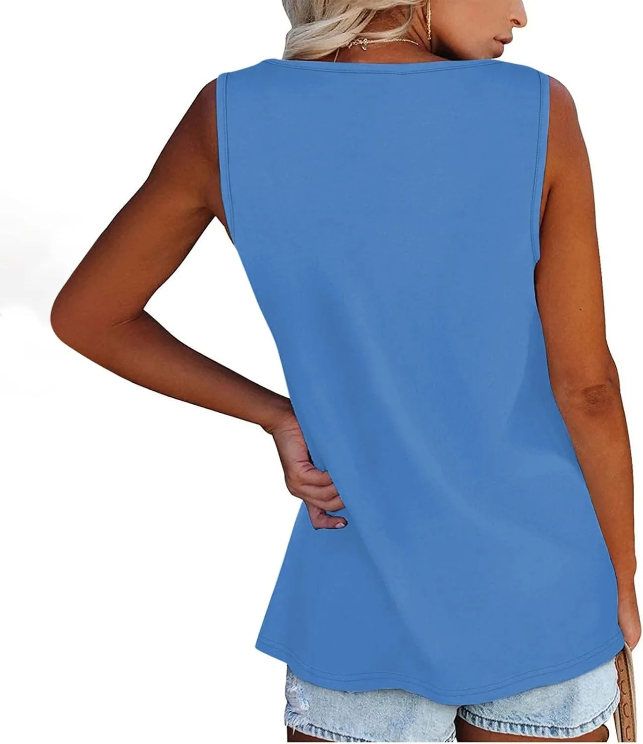 Plus Size Tank Top for Women Summer Casual Baggy Sleeveless Top Breathable Crewneck Solid Button Tank Tops