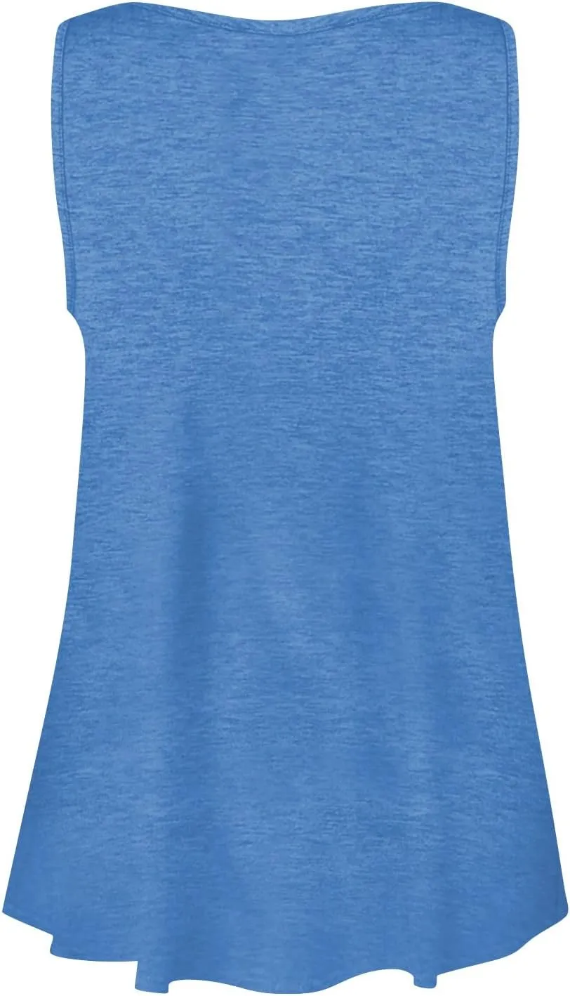 Plus Size Tank Top for Women Summer Casual Baggy Sleeveless Top Breathable Crewneck Solid Button Tank Tops