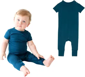 Posh Peanut Baby Romper with Snap Closure - Henley Short Sleeve Baby Boy Outfits - Soft Viscose Baby Pajamas Made from Bamboo