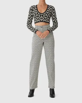 Quinn Long Sleeve Knit Top in Cream Retro Floral | Cream Retro Floral