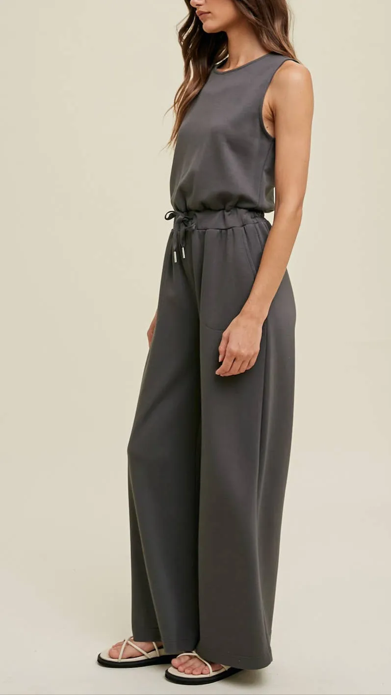 Renewed Energy Dark Grey Sleeveless Jumpsuit