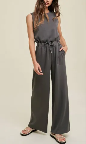 Renewed Energy Dark Grey Sleeveless Jumpsuit