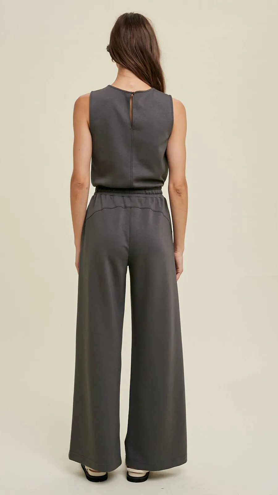 Renewed Energy Dark Grey Sleeveless Jumpsuit