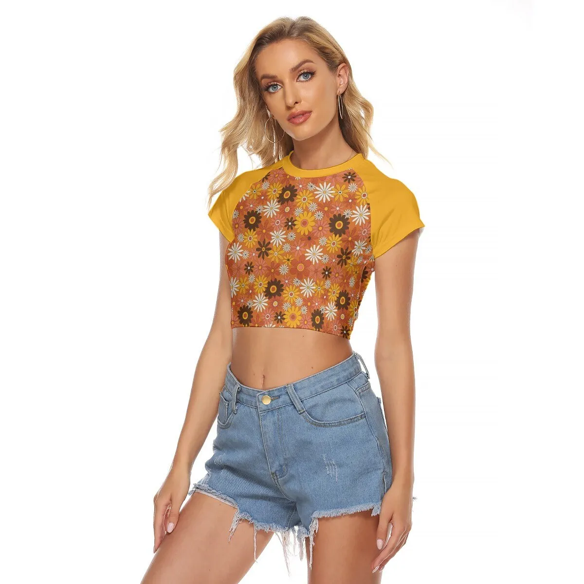 Retro Top, 70s Style Top, 70s Crop top Style, Retro Crop Top, Crop Tops, Tops Women, Crop Tops for Women, Floral Crop Top, Women's T-shirt