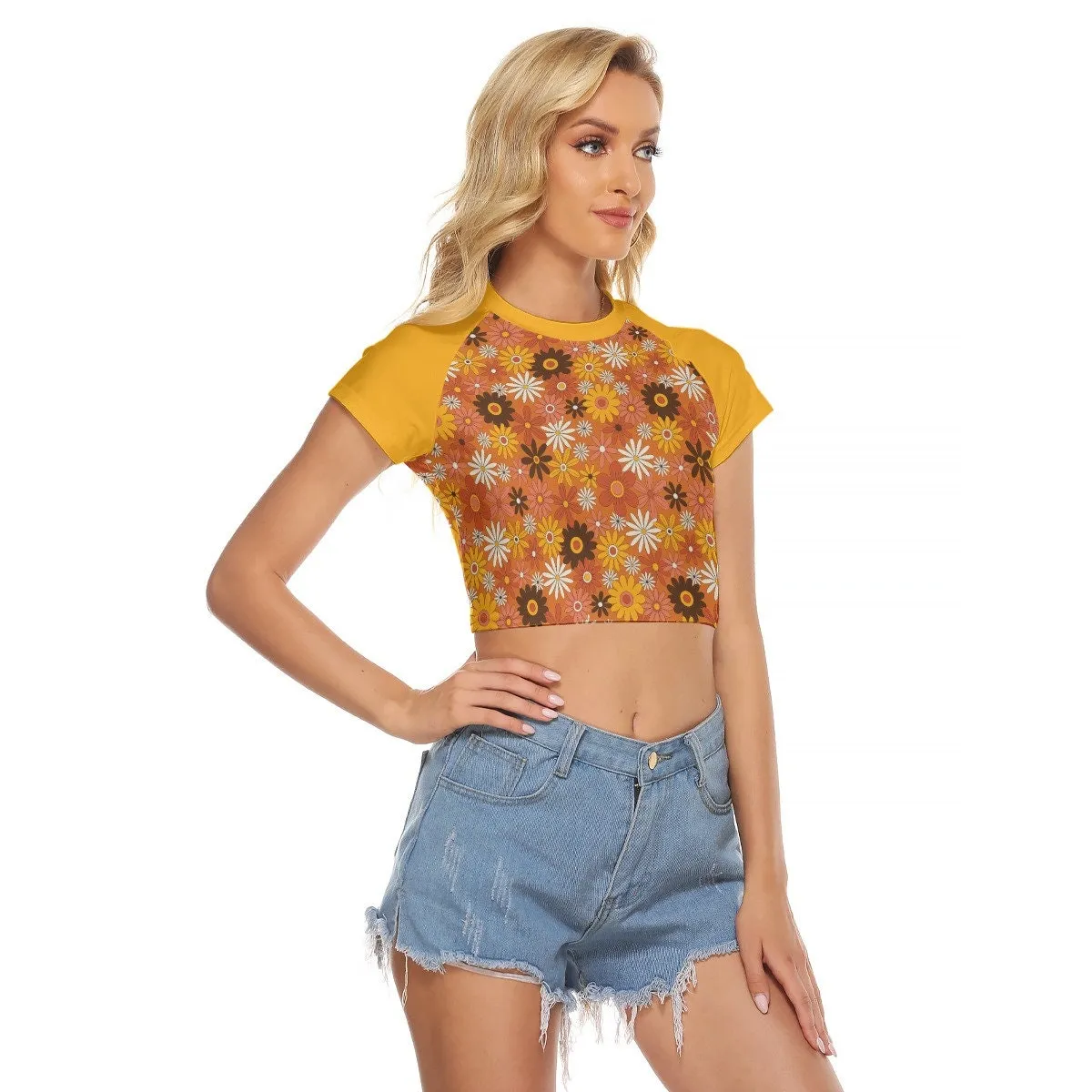 Retro Top, 70s Style Top, 70s Crop top Style, Retro Crop Top, Crop Tops, Tops Women, Crop Tops for Women, Floral Crop Top, Women's T-shirt