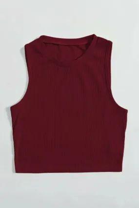 Ribbed Cropped Maroon Top