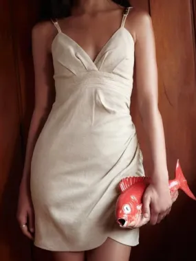 Solid V-Neck Surplice Cami Sundress