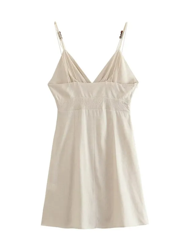 Solid V-Neck Surplice Cami Sundress