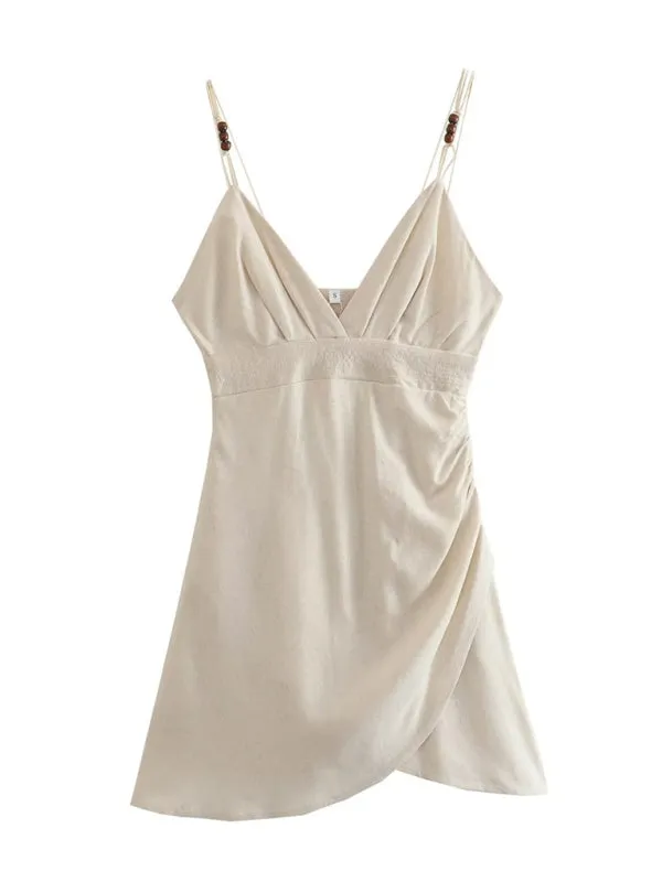 Solid V-Neck Surplice Cami Sundress