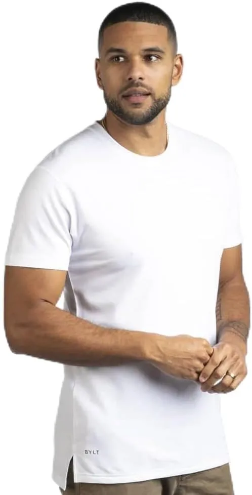 Split Hem Short Sleeve Men's T-Shirt - Polyester, Cotton, and Spandex Blend  Moisture Wicking, Breathable, Classic Fit